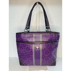 Coach Chelsea 15137 Signature Heritage Tote Purse purple handbag Shoulder Bag